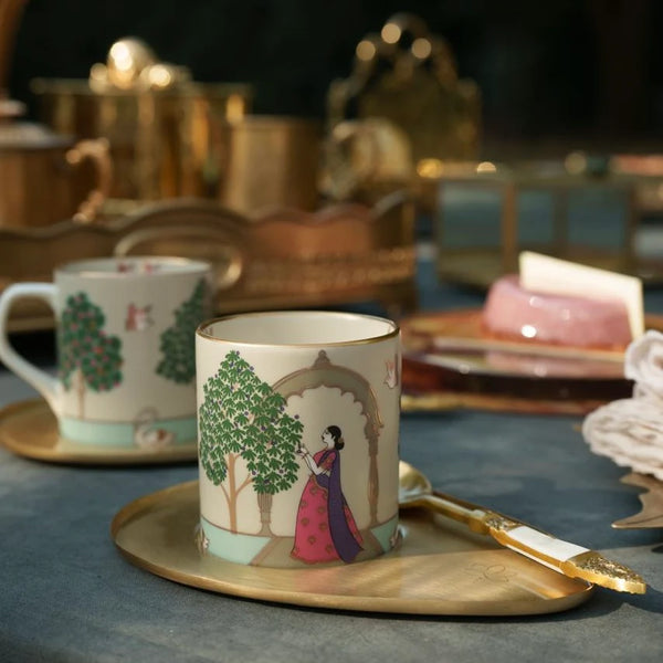 Firdaus - Set of 2 Porcelain Tea Cups with 24 Kt Gold