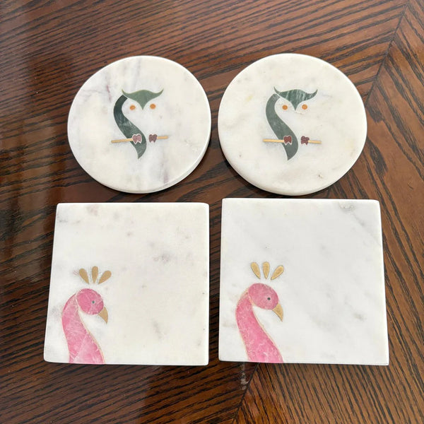 Mor-ning Glory - Set of 4 marble inlay coasters