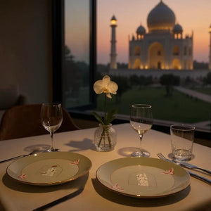 Behruz Side/ Snack Plate- Set of 2 in fine porcelain