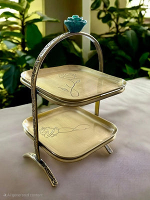 Zarista Hand-Etched Brass Petite Cake Stand