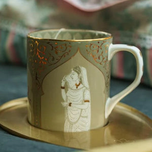 Behruz - Set of 2 Porcelain Tea Cups with 24 Kt Gold