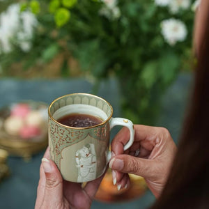 Behruz - Set of 2 Porcelain Tea Cups with 24 Kt Gold