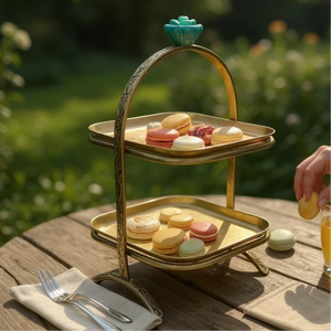 Zarista Hand-Etched Brass Petite Cake Stand