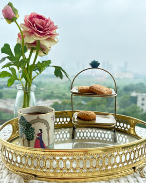 Zarista Hand-Etched Brass Petite Cake Stand