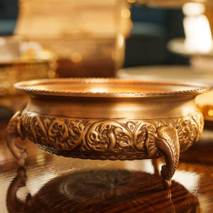 Nurein Handcrafted Brass Urli with Chitai Work