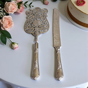 Záhra Naqsh Brass Cake Server Set - Set of 2