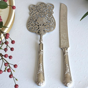 Záhra Naqsh Brass Cake Server Set - Set of 2