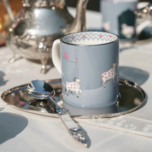 Pichwai - Set of 2 Porcelain Tea Cups with Pure Platinum in Blue