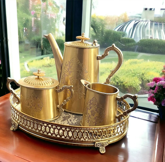 Celebration Vintage Tea Set in Brass or Silver